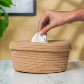 Natural Jute Tissue Box with Soft-Lid Top